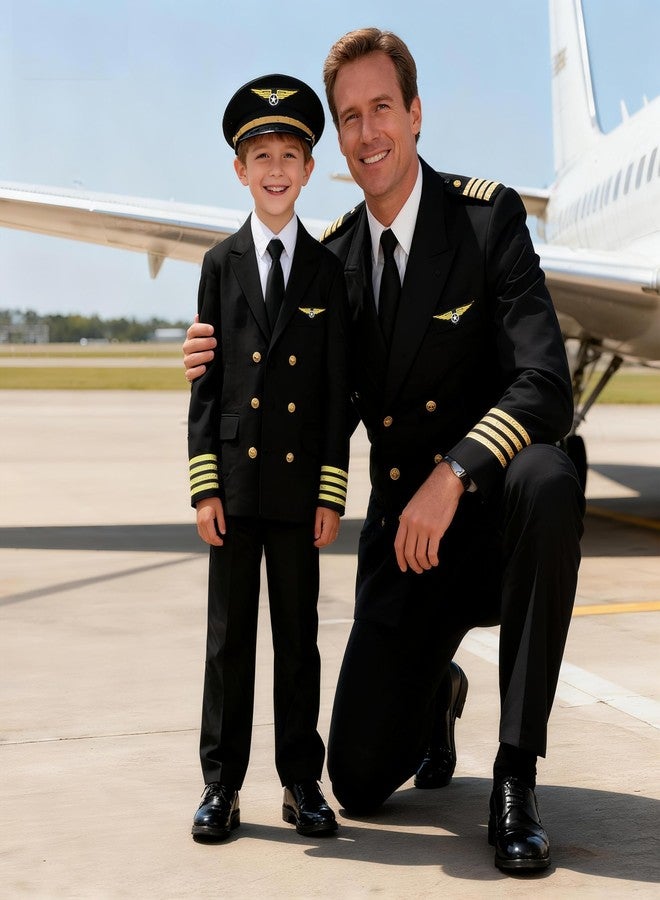Davsolly Kids Pilot Uniform Boys Airline Captain Costume for Halloween Cosplay Birthday Party Gifts - Image 4